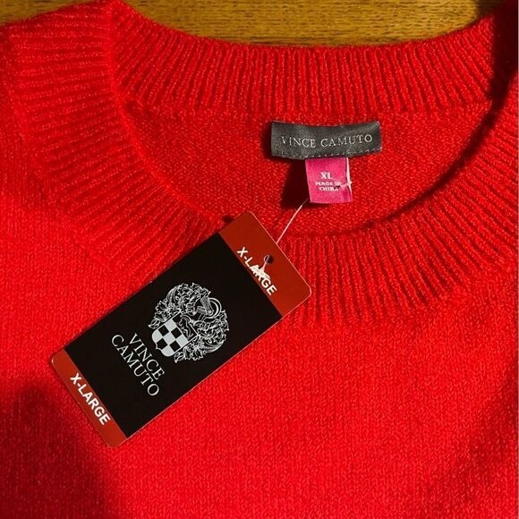 Vince Camuto Bright Cherry Red Love Sweater NWT - Picture 8 of 16